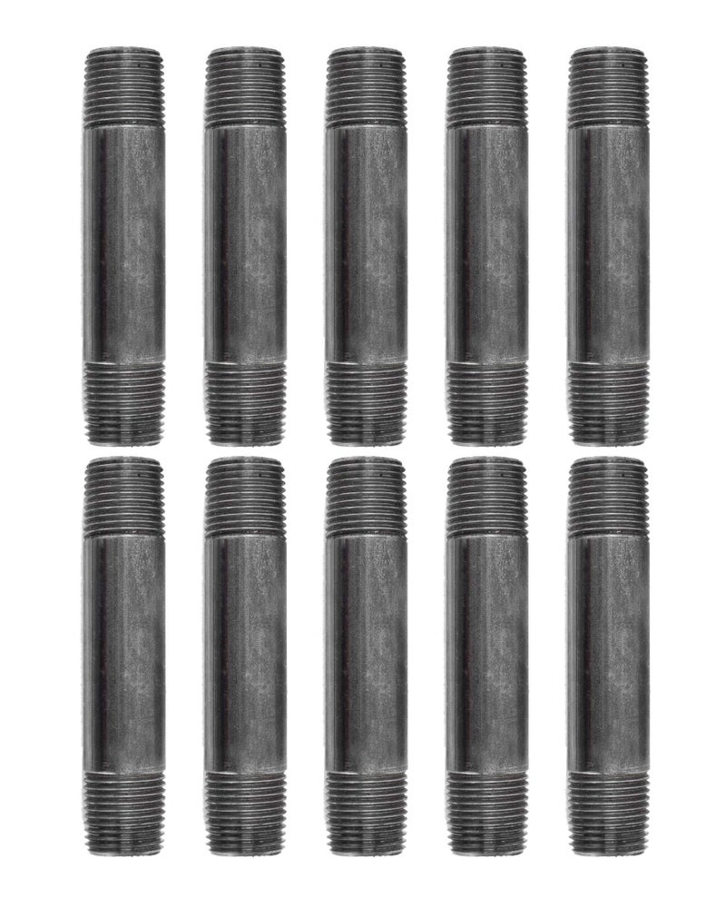 PIPE DECOR PIPE DÃ‰COR 1/2â€ x 4â€ Malleable Cast Iron Pipe Nipple, Pre Cut Connectors, Industrial Steel Grey Fits Standard Half Inch Black Threaded Pipes Nipples and Fittings, Build Vintage DIY Furniture, 10 Pack - Image 1